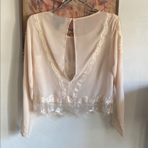 NWT HM H&M NEW YORK CITY STORE IVORY BOHO EMBROIDERED SHEER TOP LACE BLOUSE TOP - Picture 4 of 16